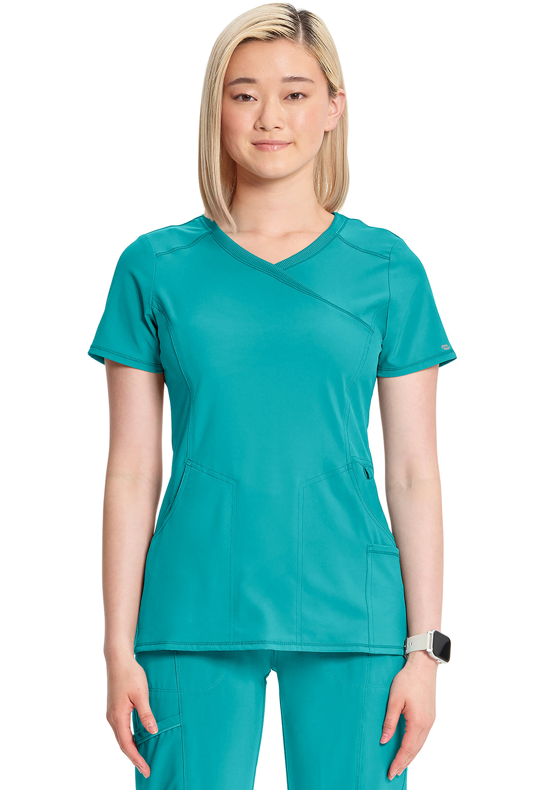 Infinity 2625A Women's Mock Wrap Scrub Top Teal Blue
