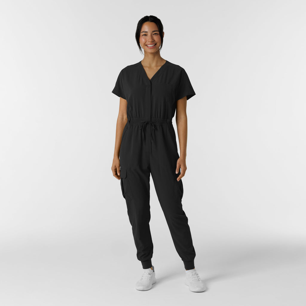 RENEW 3234 Cargo Jogger Scrub Jumpsuit Black