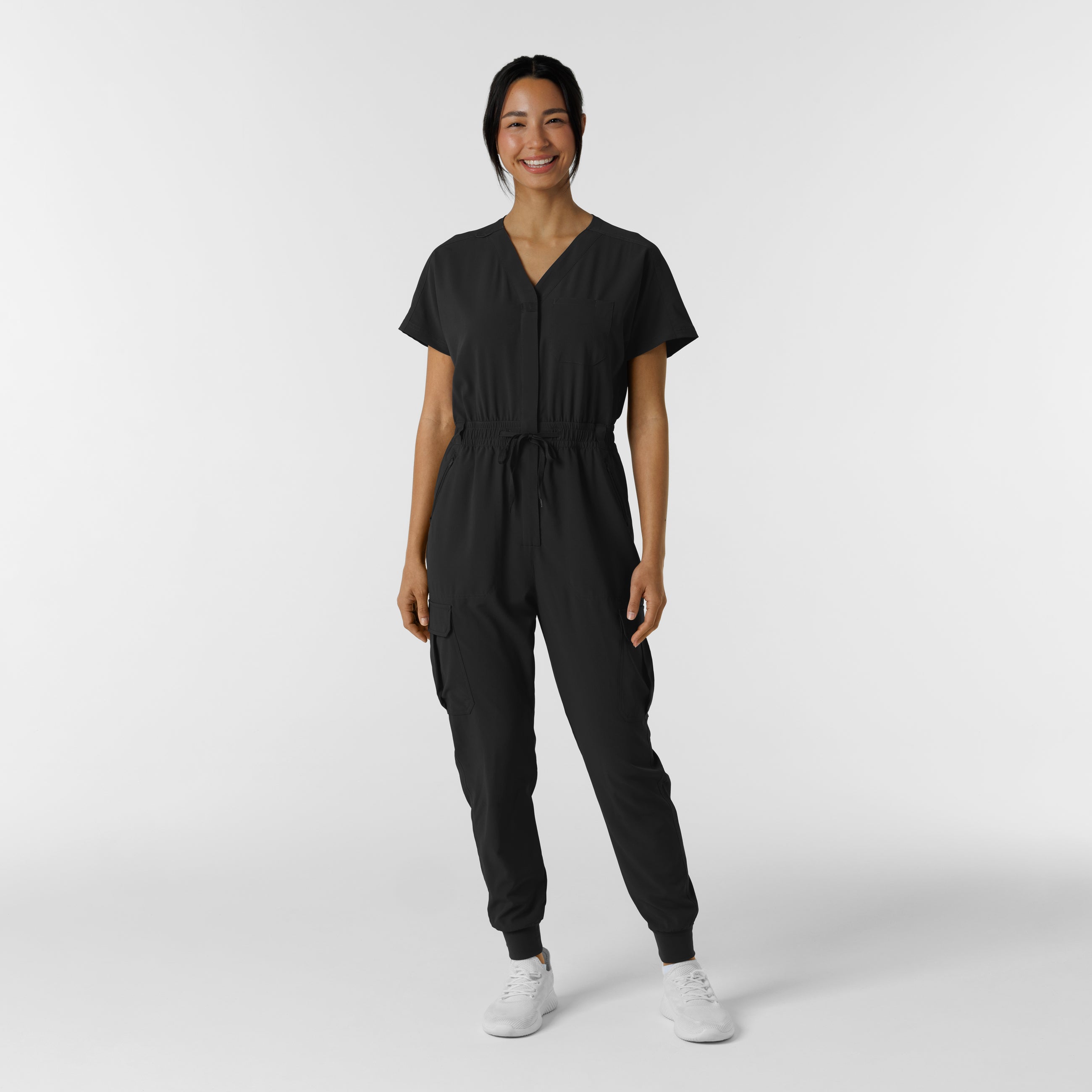 RENEW 3234 Cargo Jogger Scrub Jumpsuit Black
