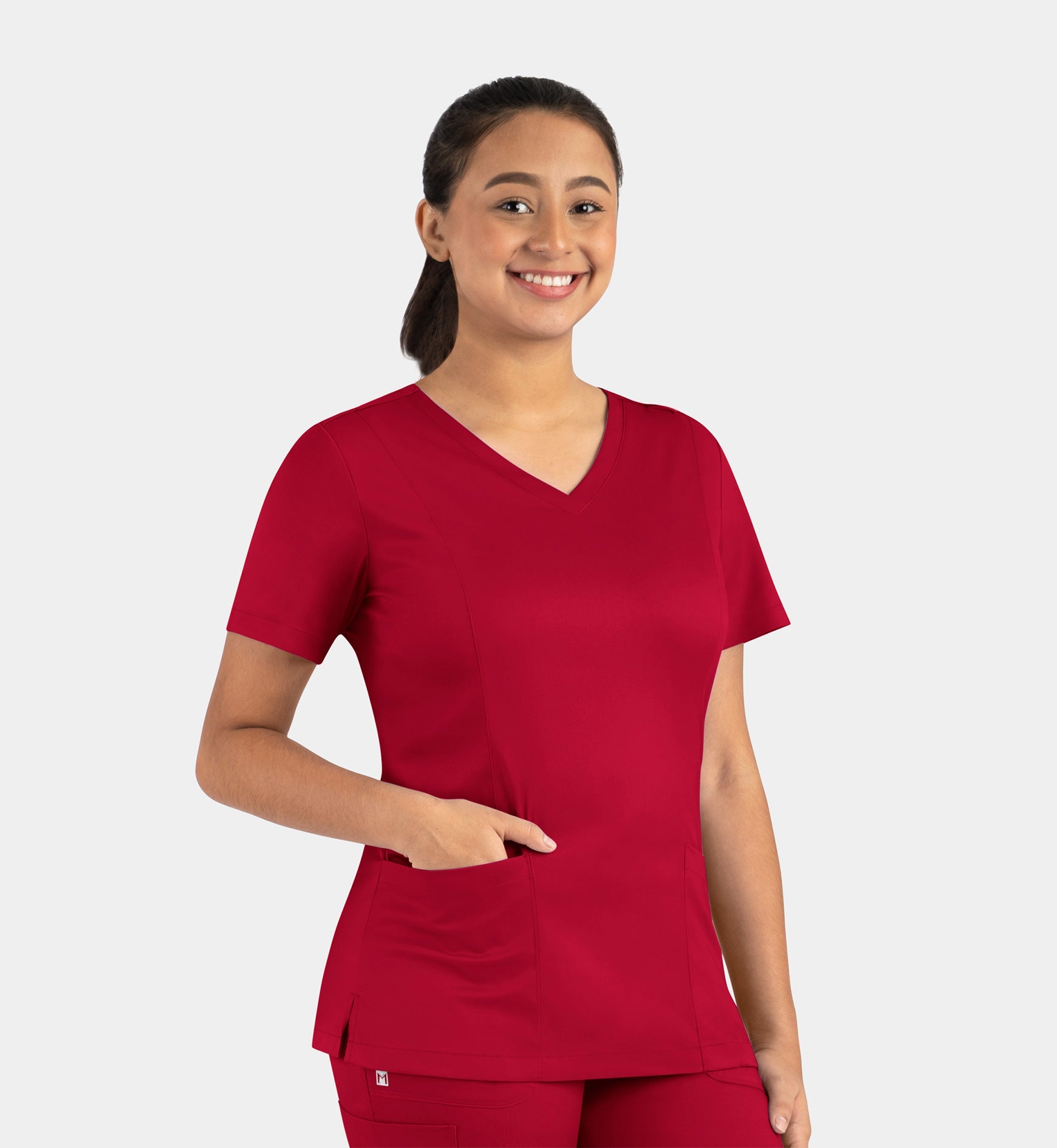 Matrix 3501 Women’s Double V-Neck Top Red