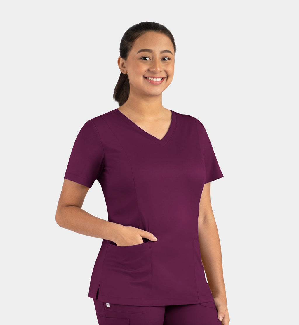 Matrix 3501 Women’s Double V-Neck Top Wine