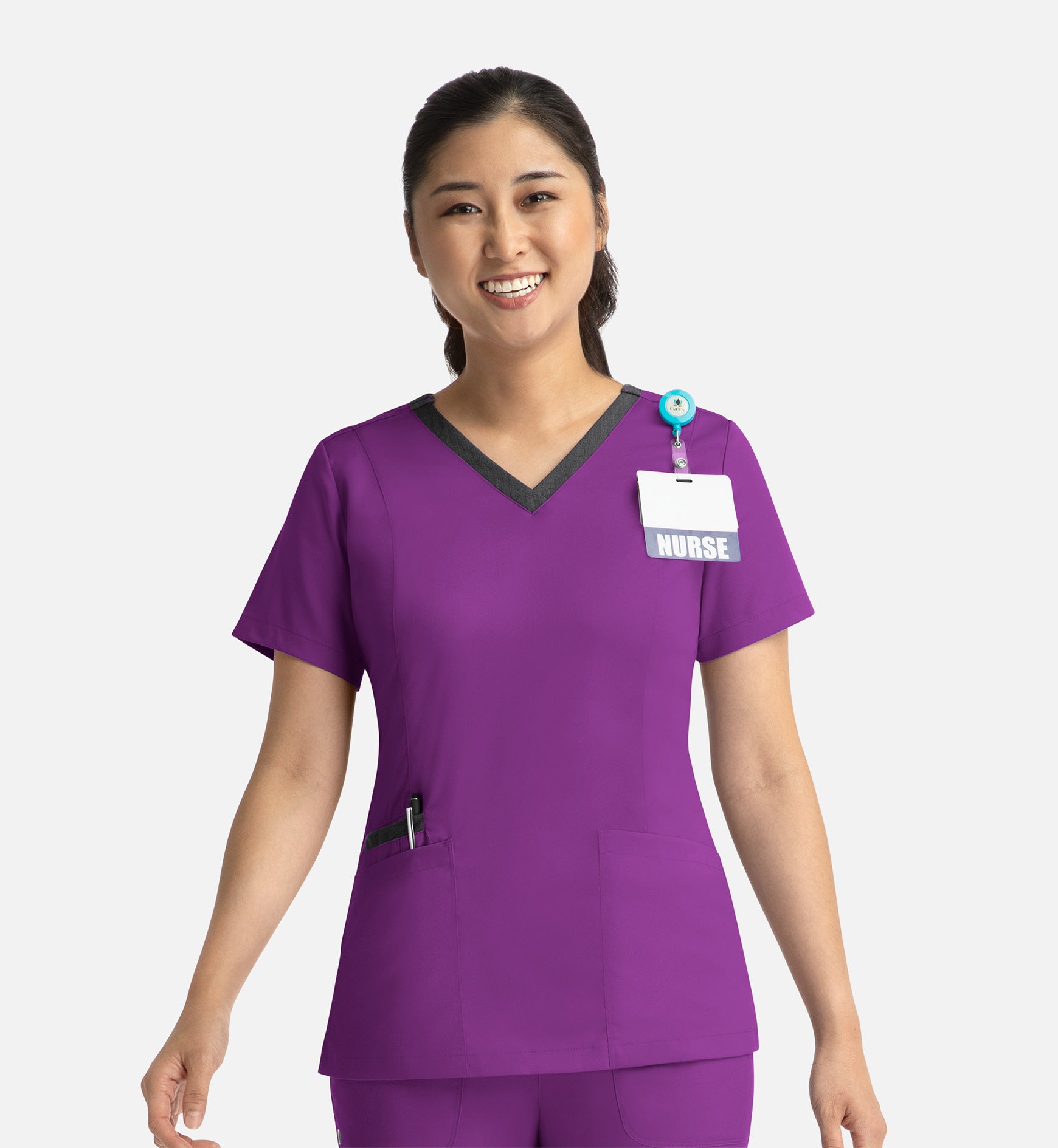 Matrix 3502 Women’s Contrast Double V-Neck Top Dahlia