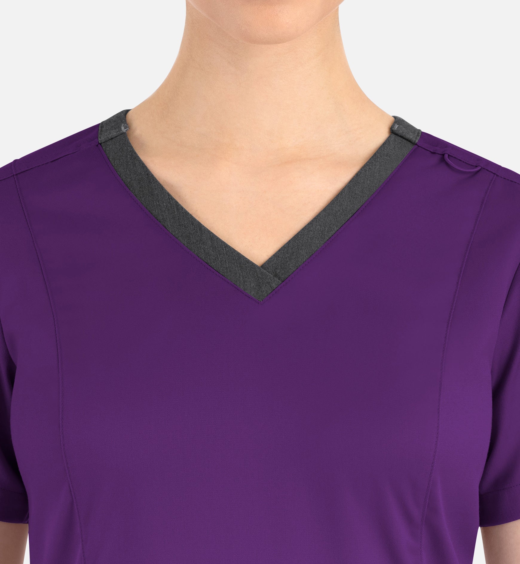 Matrix 3502 Women’s Contrast Double V-Neck Top Eggplant