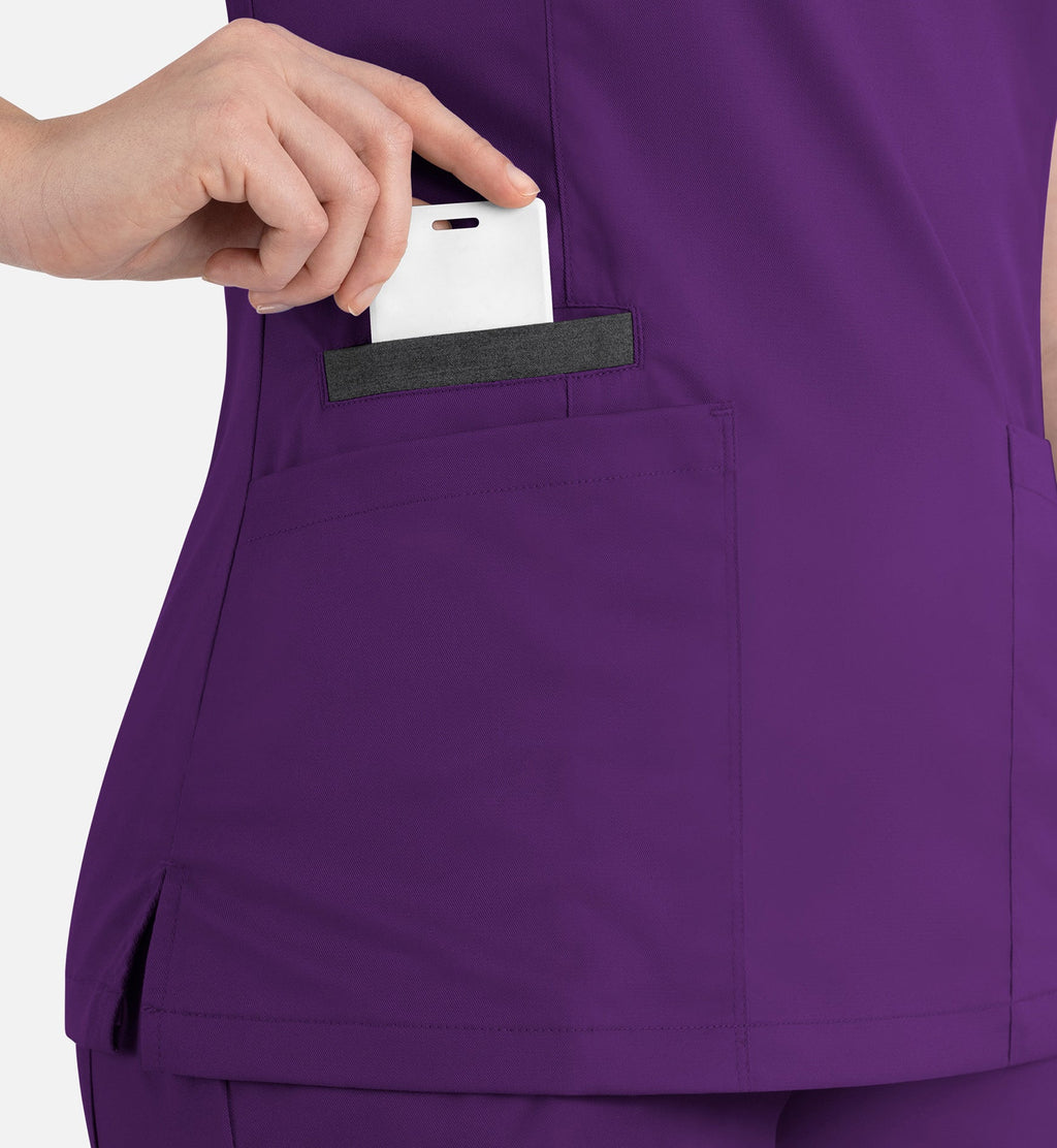 Matrix 3502 Women’s Contrast Double V-Neck Top Eggplant