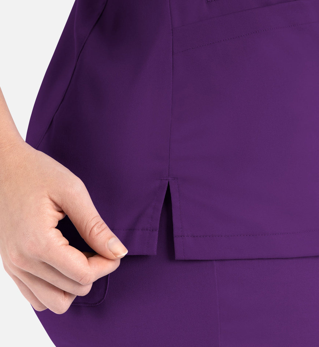 Matrix 3502 Women’s Contrast Double V-Neck Top Eggplant