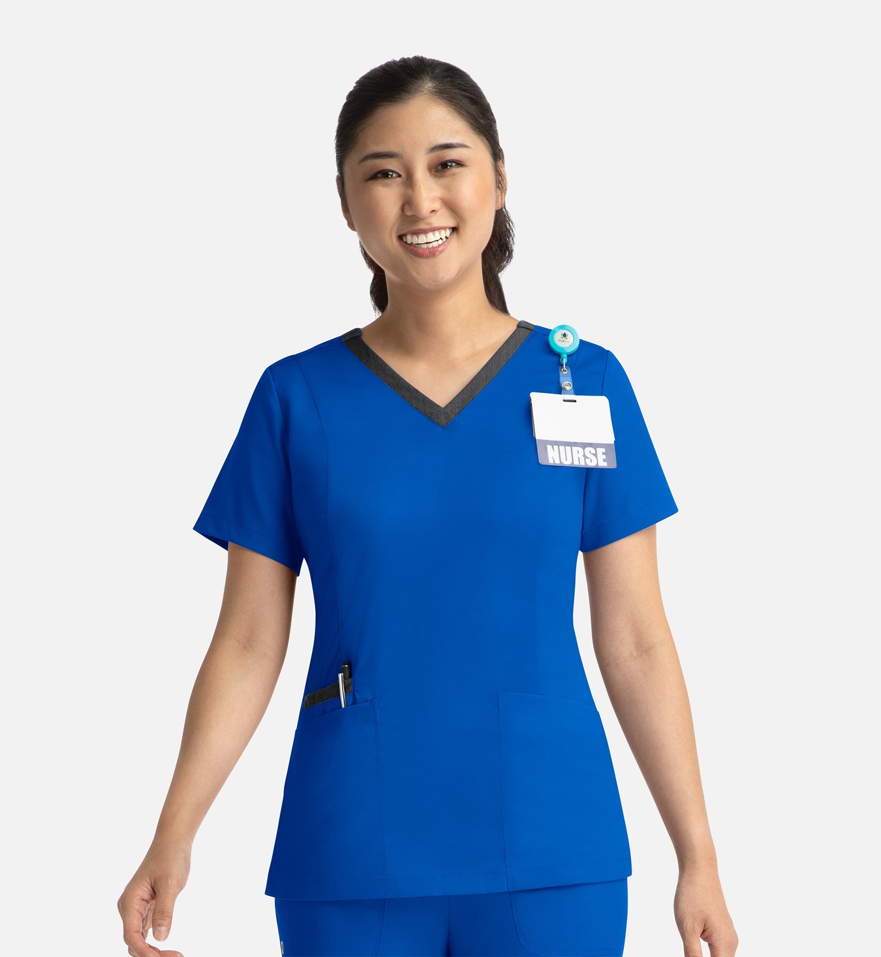 Matrix 3502 Women’s Contrast Double V-Neck Top Royal Blue