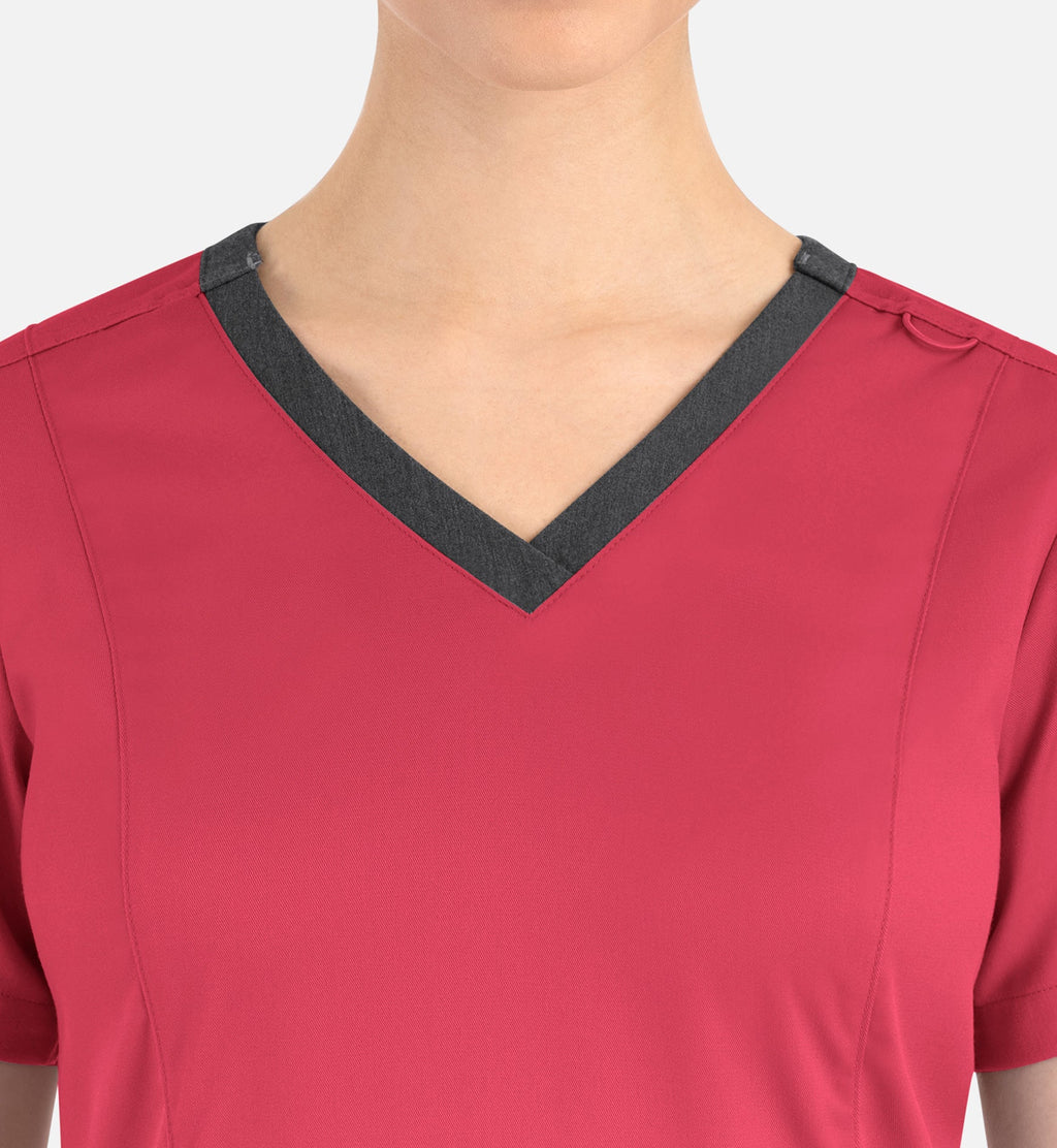 Matrix 3502 Women’s Contrast Double V-Neck Top Watermelon