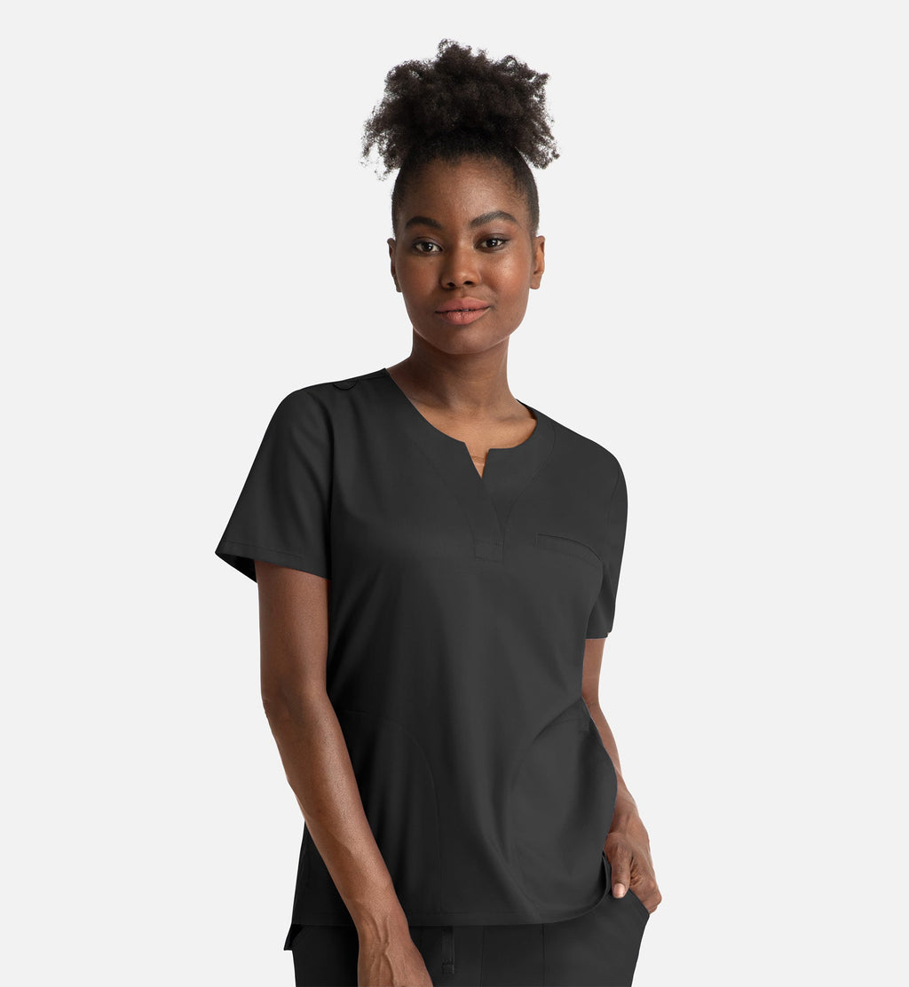 Matrix 3504 Women’s Notched Crew Neck Top Black