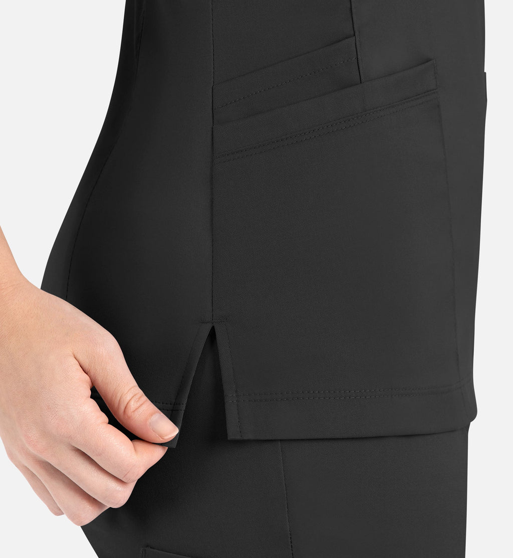 Matrix 3701 Women’s Curved Mock Wrap Top Black