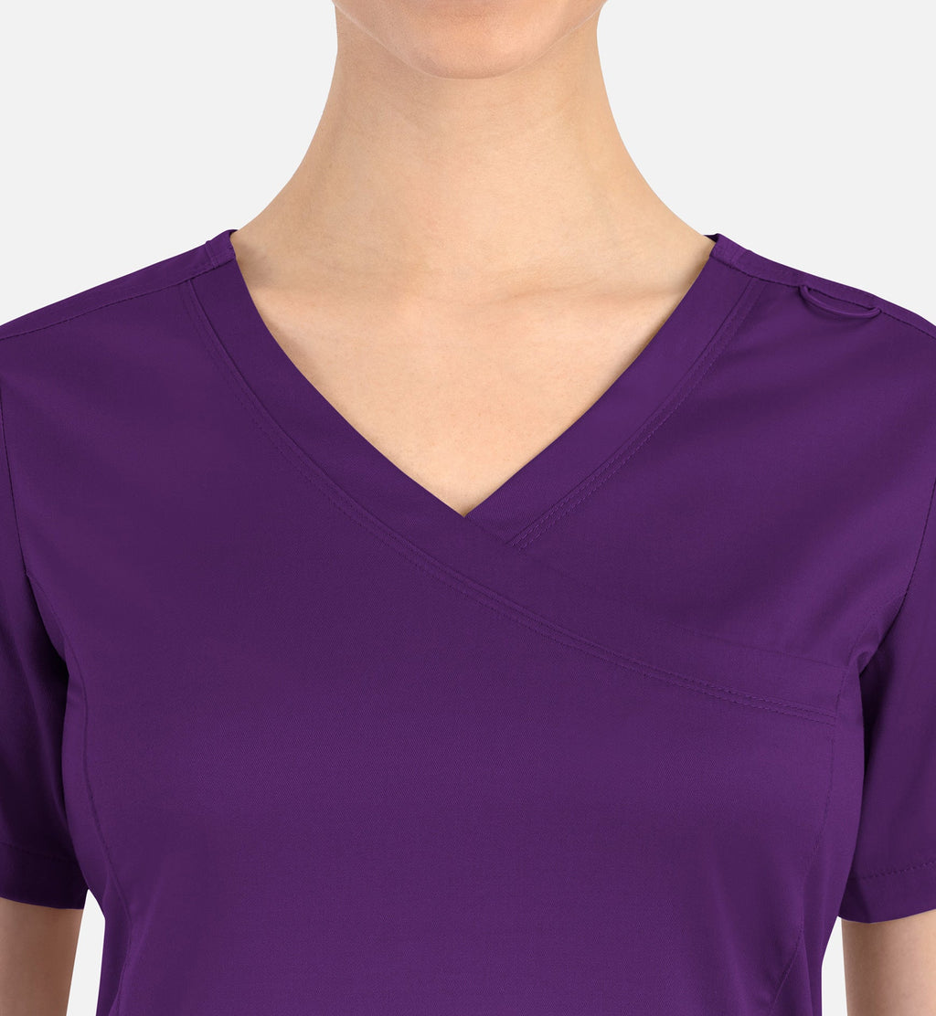 Matrix 3701 Women’s Curved Mock Wrap Top Eggplant