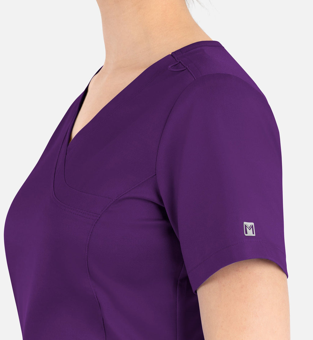 Matrix 3701 Women’s Curved Mock Wrap Top Eggplant