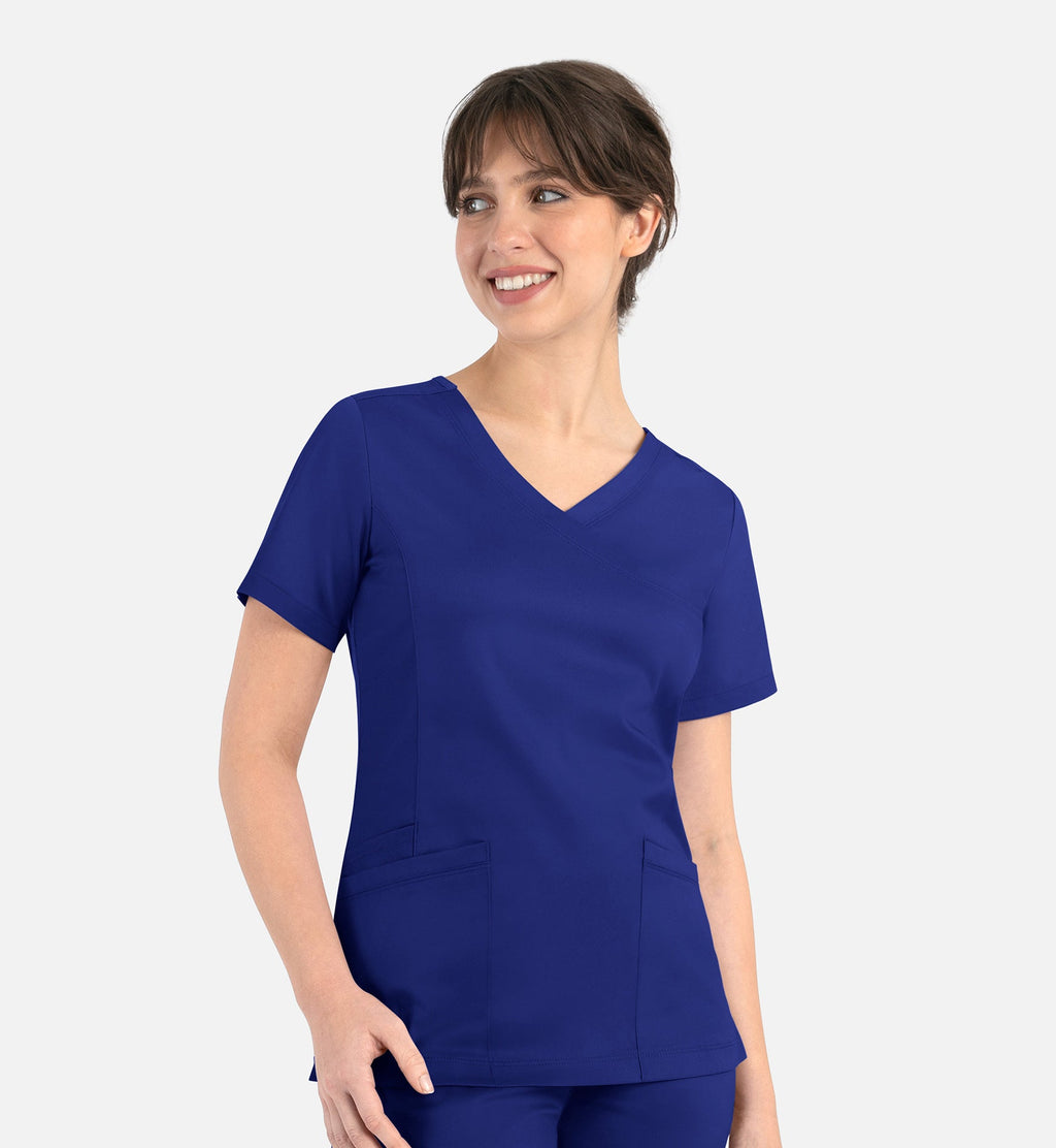Matrix 3701 Women’s Curved Mock Wrap Top Galaxy Blue