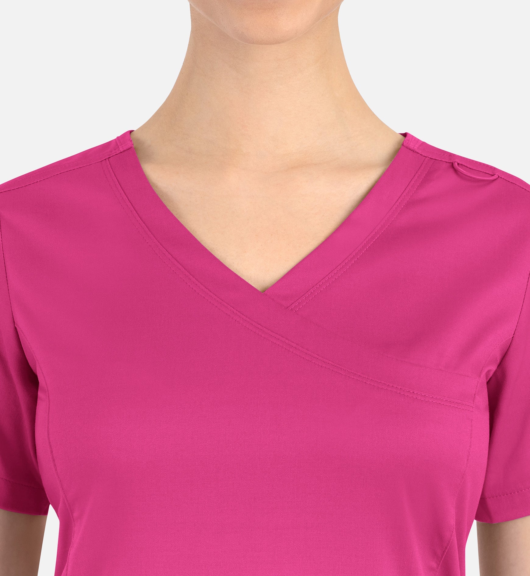 Matrix 3701 Women’s Curved Mock Wrap Top Hot Pink