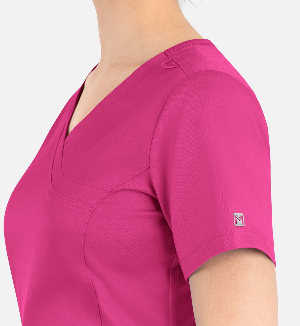 Matrix 3701 Women’s Curved Mock Wrap Top Hot Pink