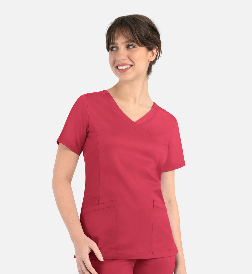 Matrix 3701 Women’s Curved Mock Wrap Top Watermelon