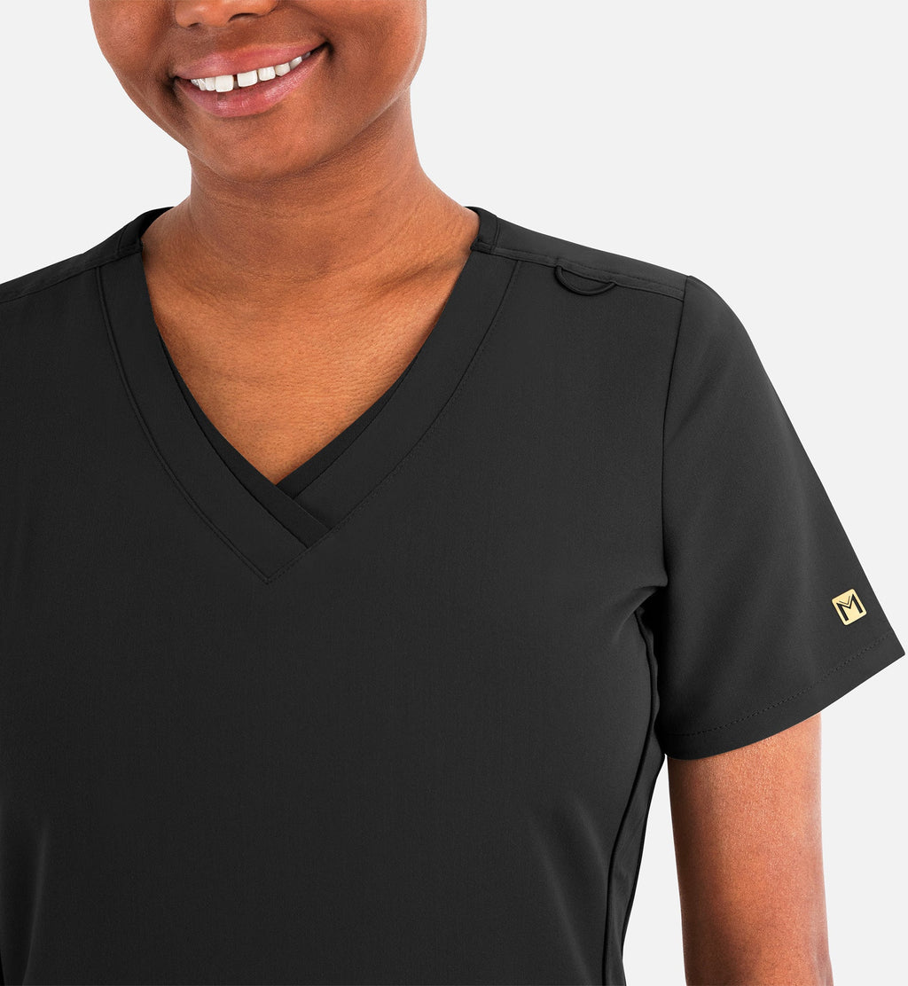 Matrix Pro 3901 Women's Layered V-Neck Top Black
