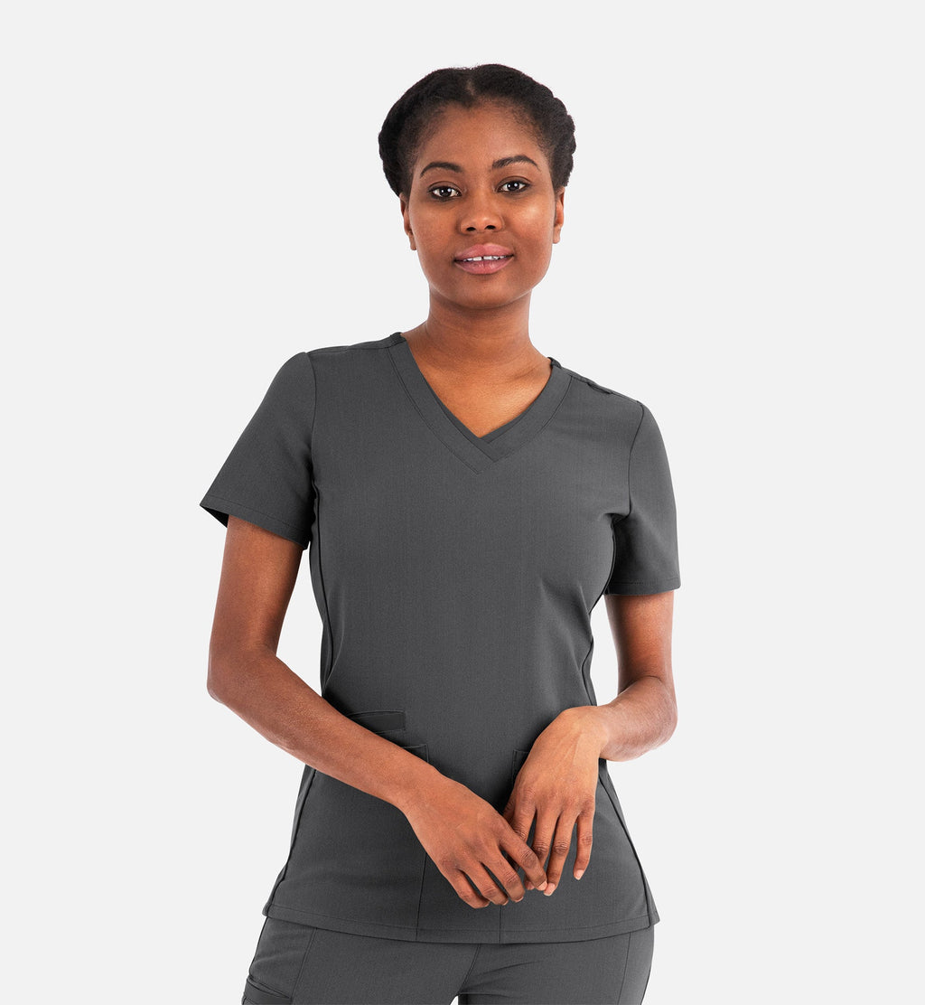 Matrix Pro 3901 Women's Layered V-Neck Top Heather Grey