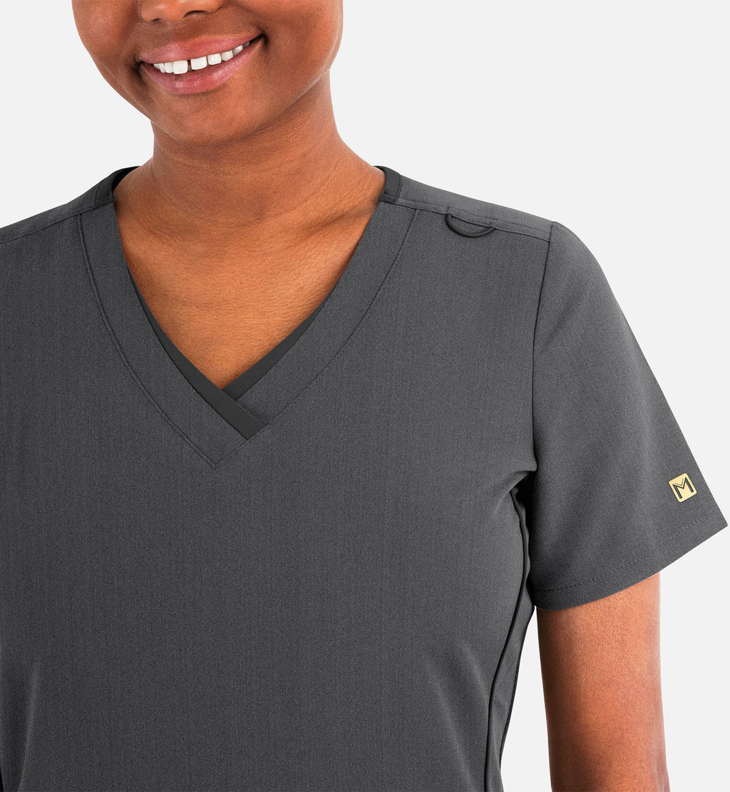 Matrix Pro 3901 Women's Layered V-Neck Top Heather Grey