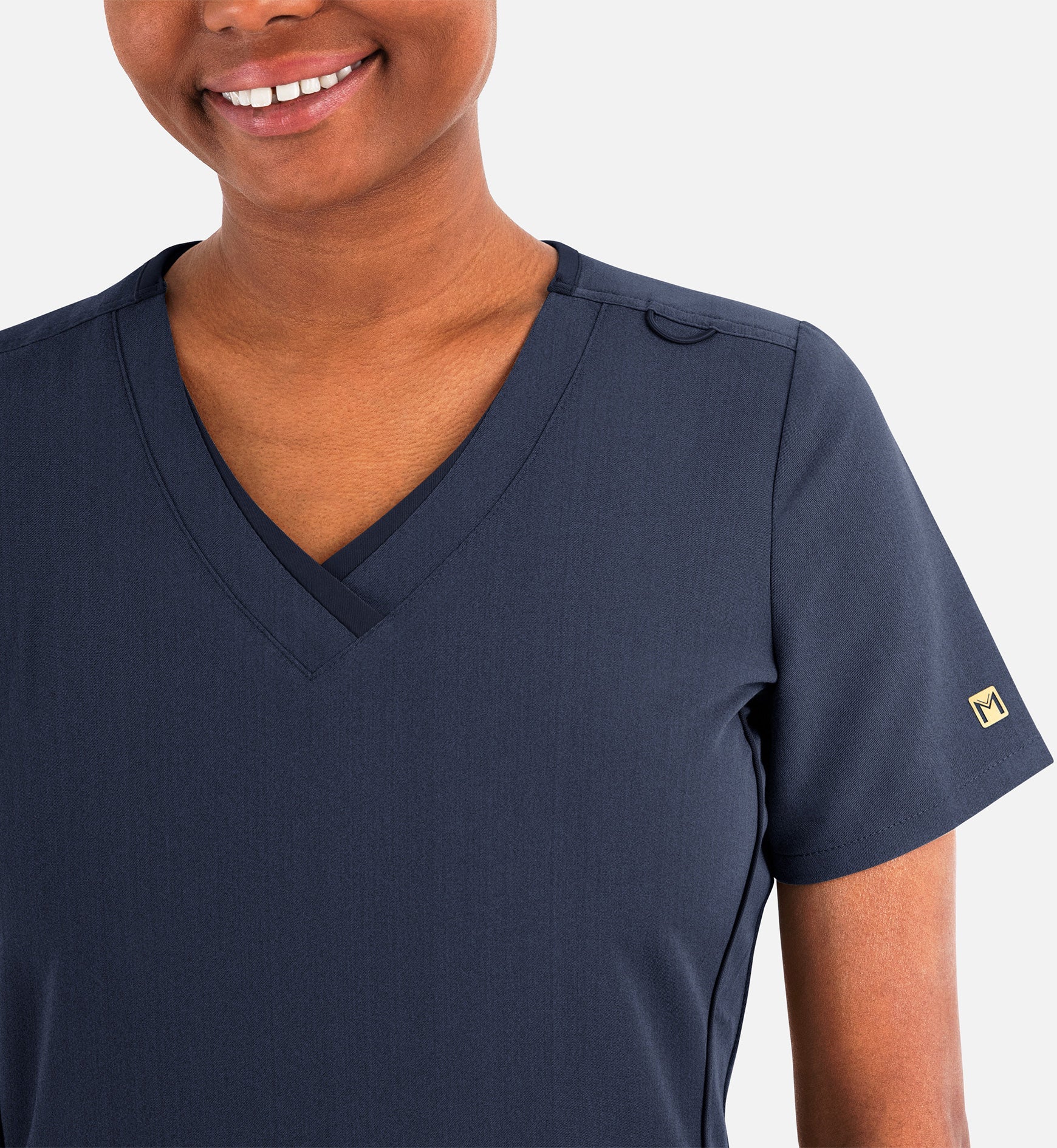 Matrix Pro 3901 Women's Layered V-Neck Top Heather Navy