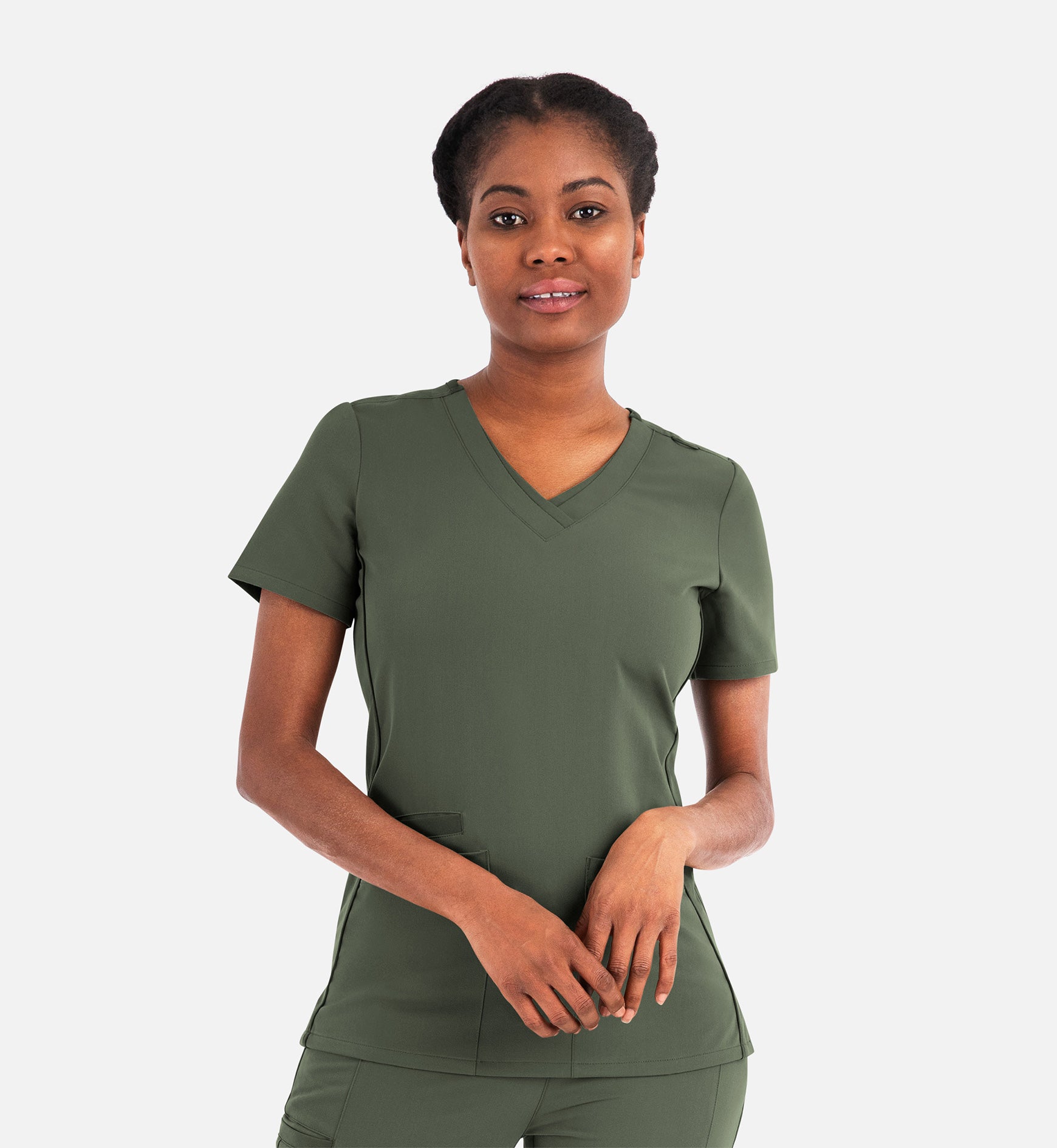 Matrix Pro 3901 Women's Layered V-Neck Top Olive
