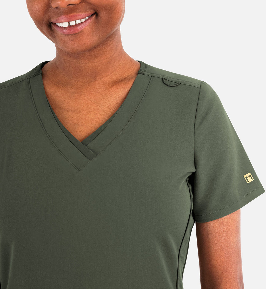 Matrix Pro 3901 Women's Layered V-Neck Top Olive