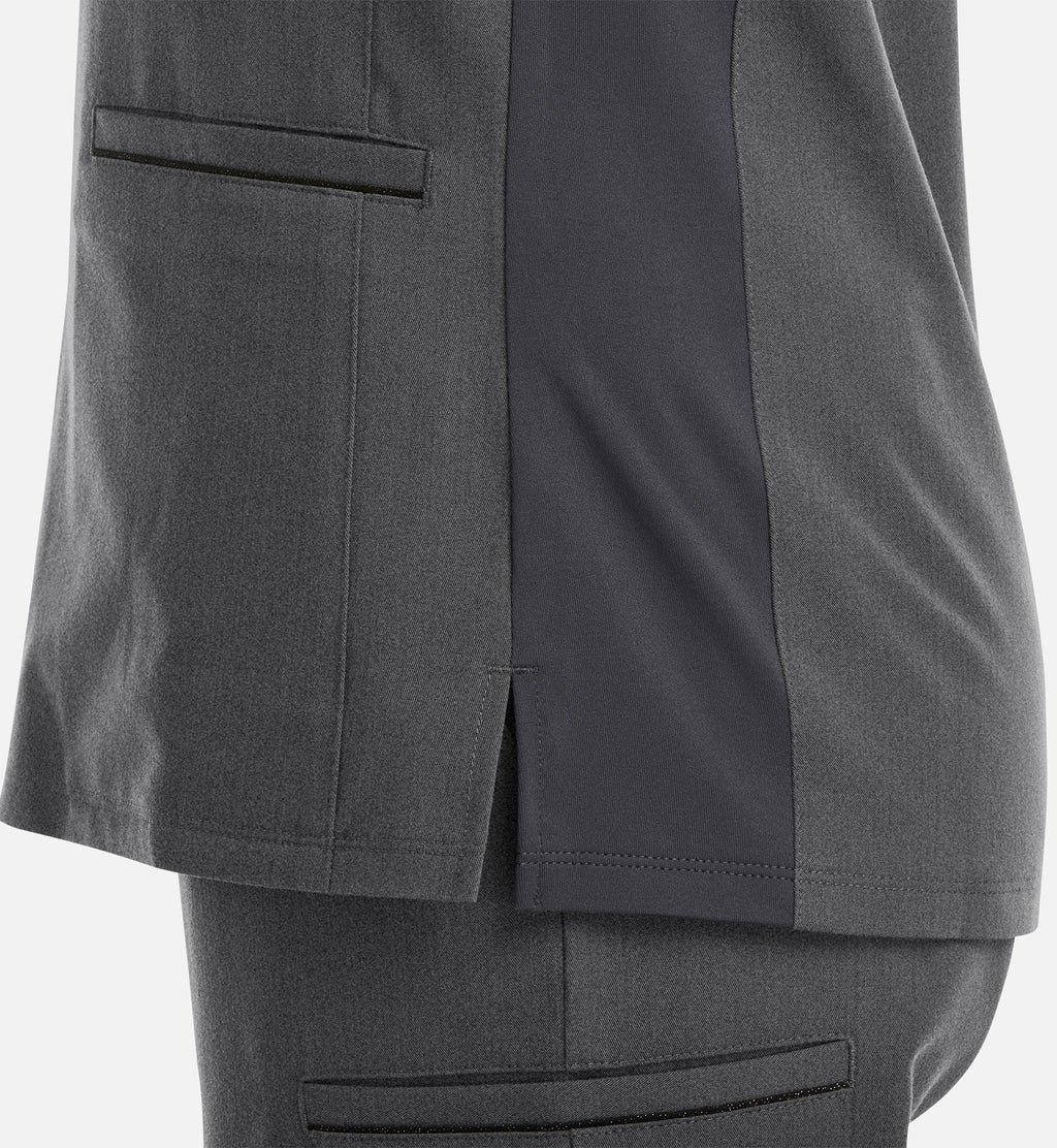 Matrix Pro 3902 Women's Curved V-Neck Top With Metallic Detail Heather Grey
