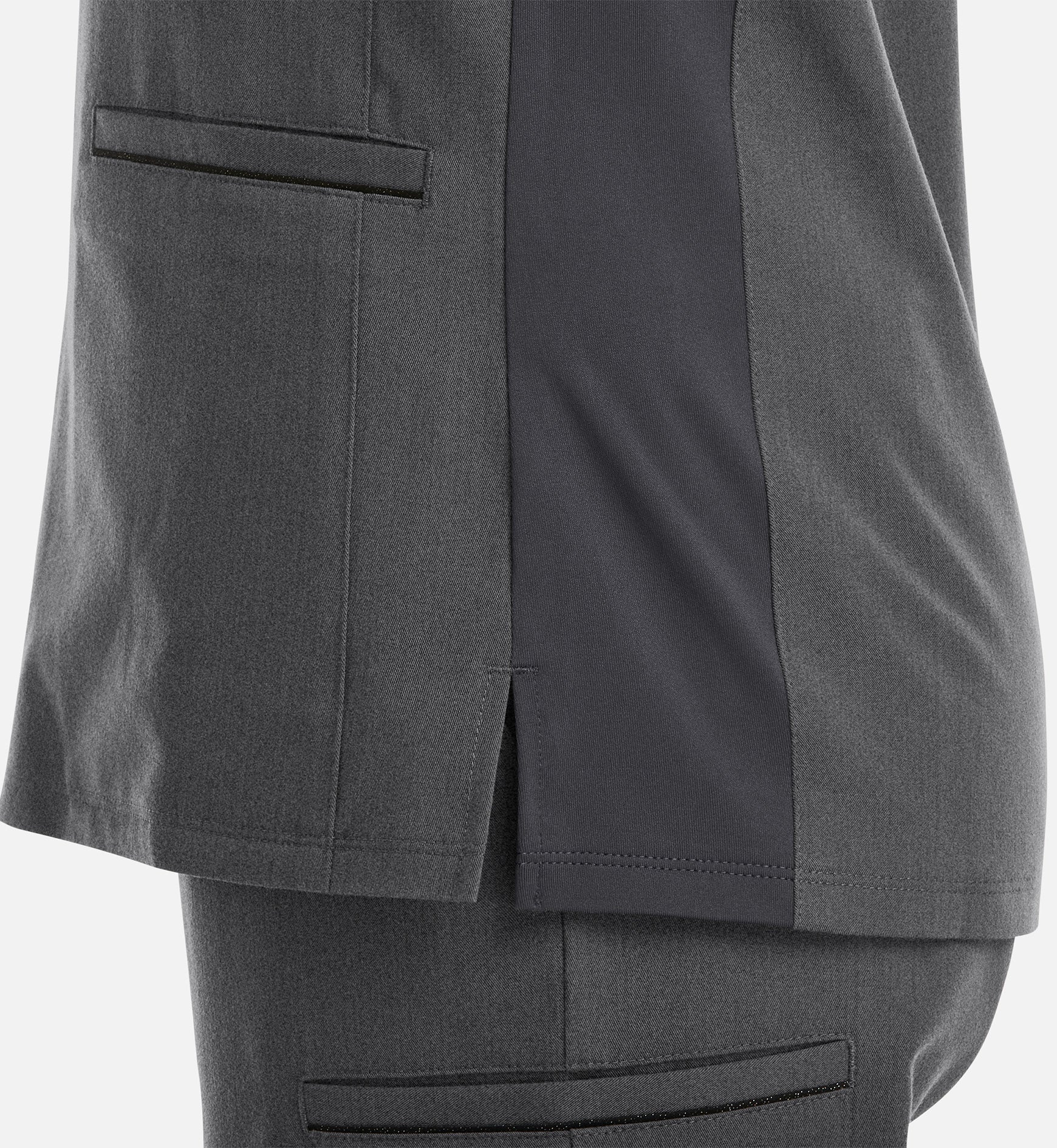 Matrix Pro 3902 Women's Curved V-Neck Top With Metallic Detail Heather Grey