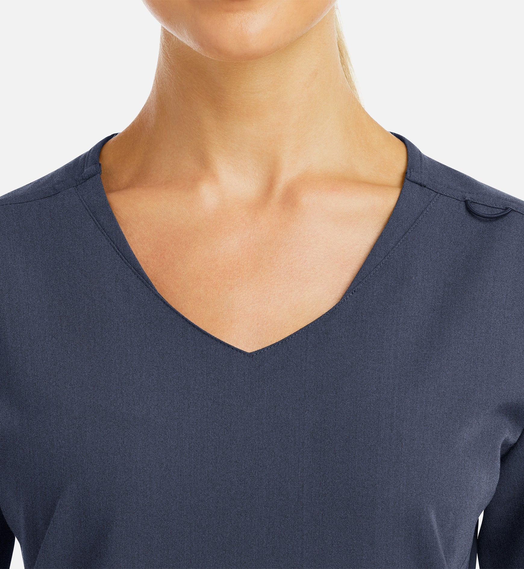 Matrix Pro 3902 Women's Curved V-Neck Top With Metallic Detail Heather Navy