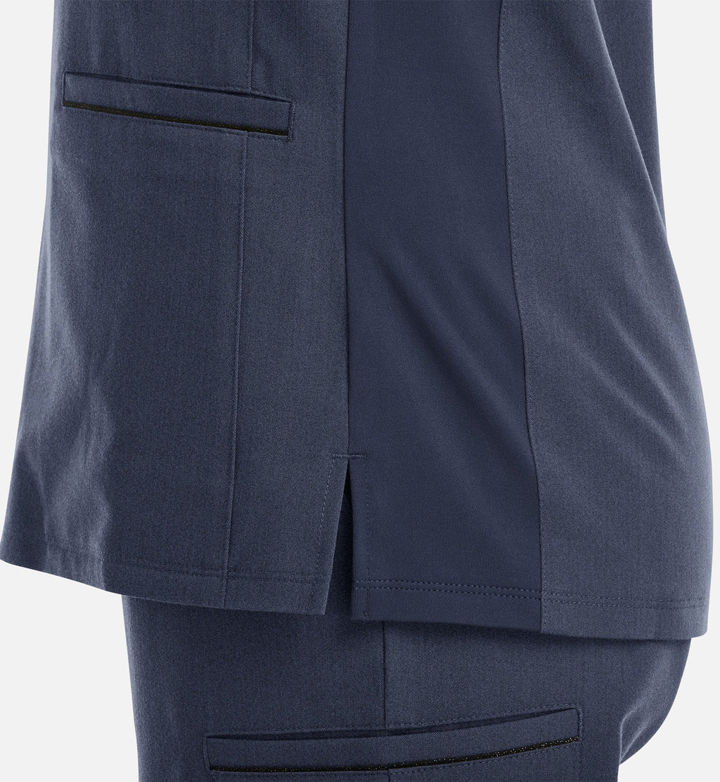 Matrix Pro 3902 Women's Curved V-Neck Top With Metallic Detail Heather Navy