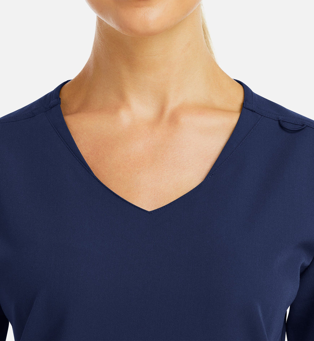 Matrix Pro 3902 Women's Curved V-Neck Top With Metallic Detail Navy
