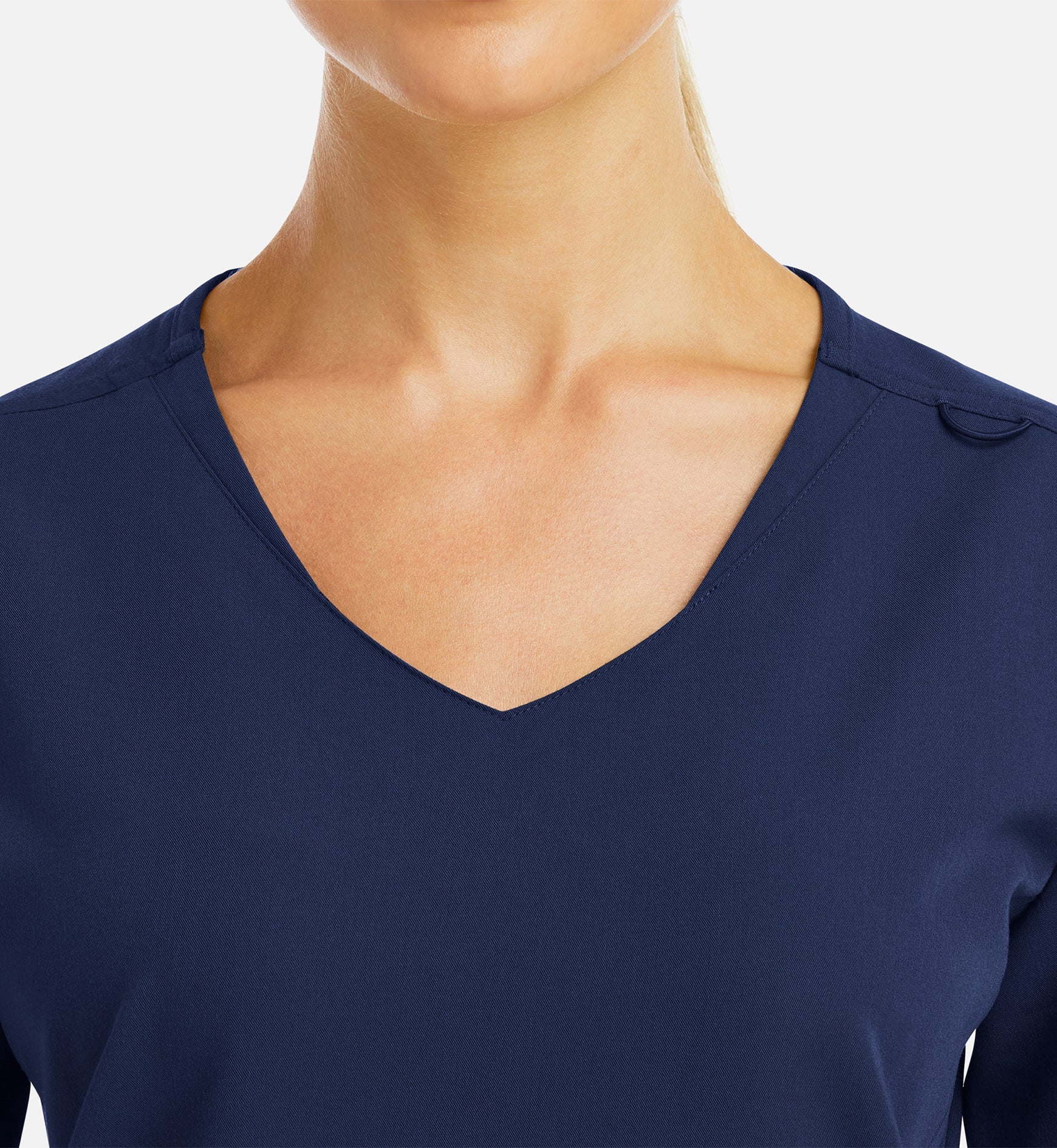 Matrix Pro 3902 Women's Curved V-Neck Top With Metallic Detail Navy