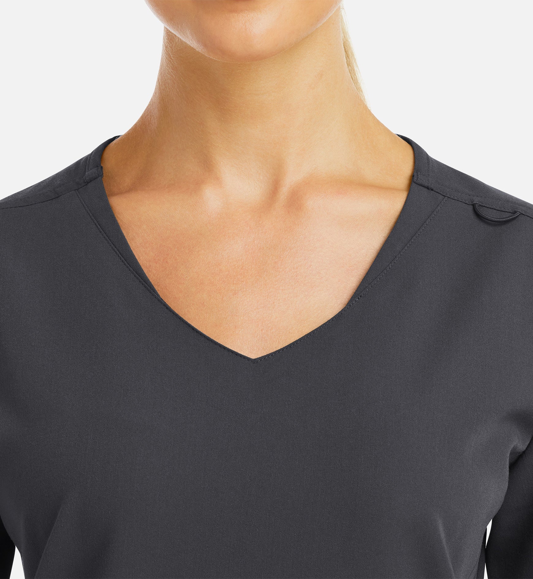 Matrix Pro 3902 Women's Curved V-Neck Top With Metallic Detail Pewter