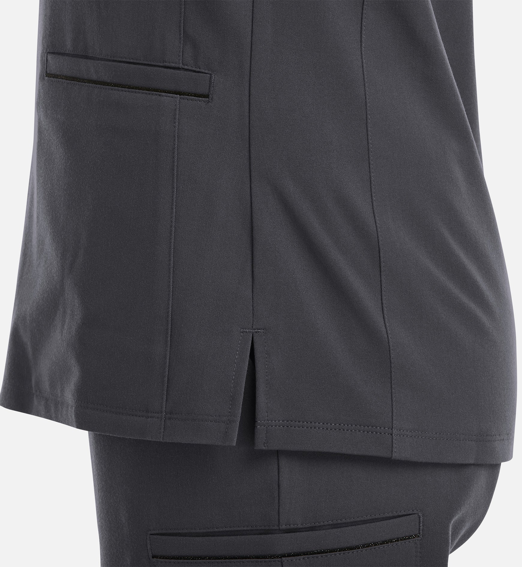 Matrix Pro 3902 Women's Curved V-Neck Top With Metallic Detail Pewter