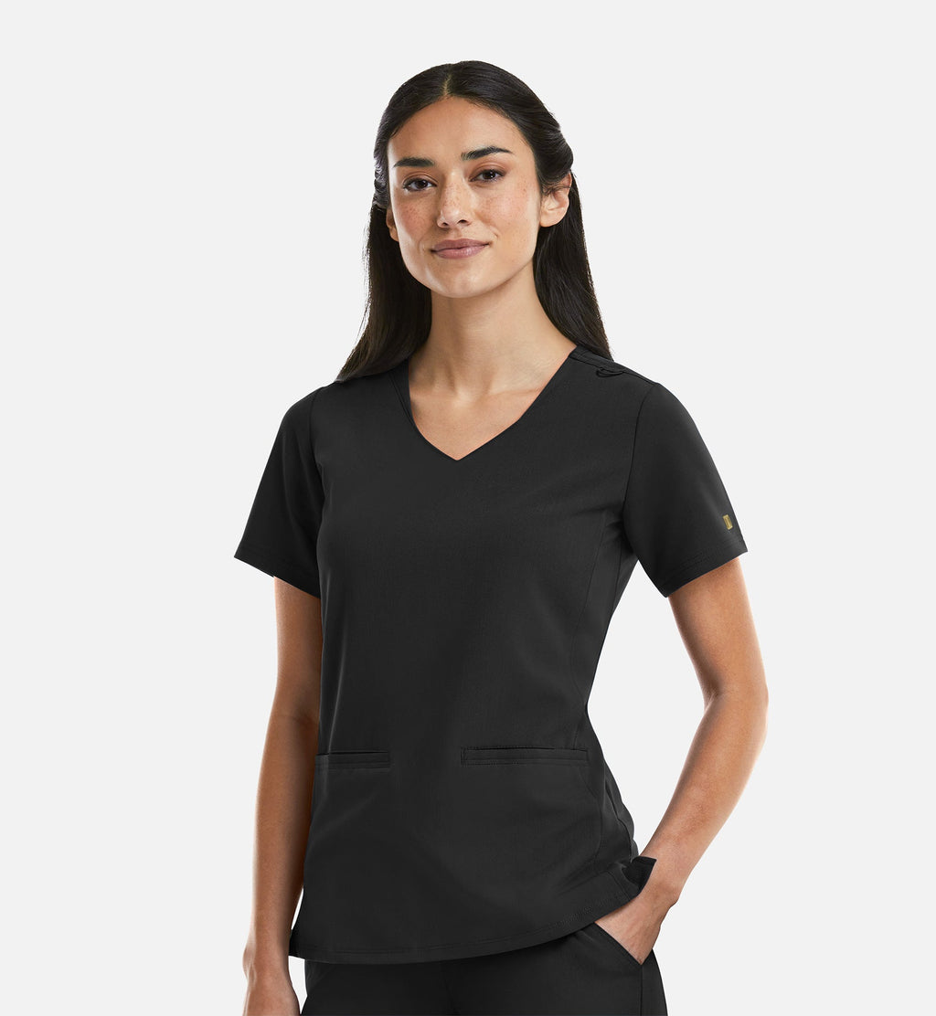 Matrix Pro 3903 Women's Curved V-Neck Top Black