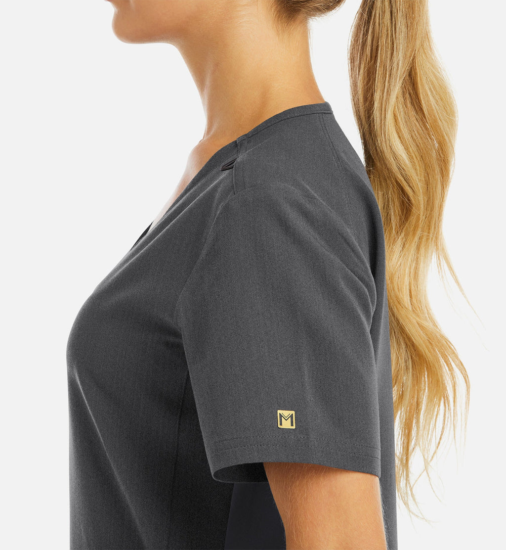 Matrix Pro 3903 Women's Curved V-Neck Top Heather Grey