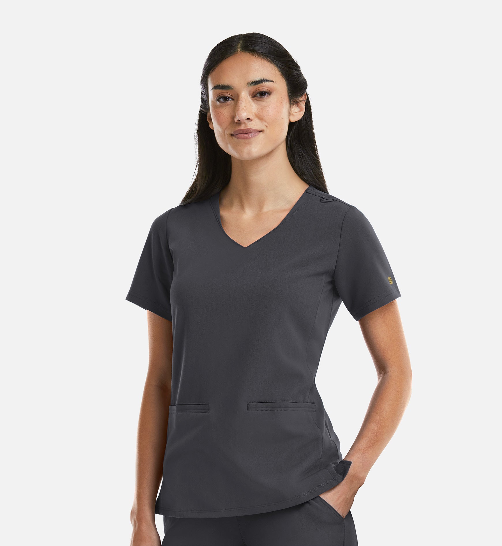 Matrix Pro 3903 Women's Curved V-Neck Top Pewter