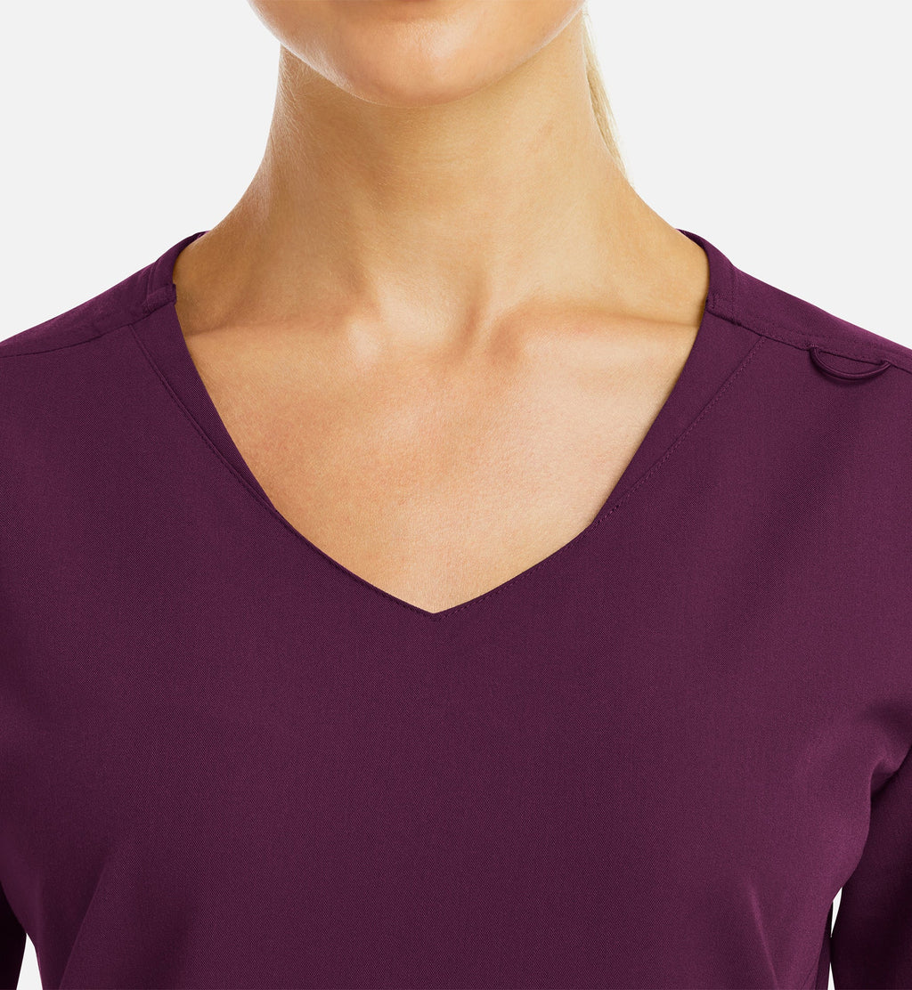 Matrix Pro 3903 Women's Curved V-Neck Top Wine