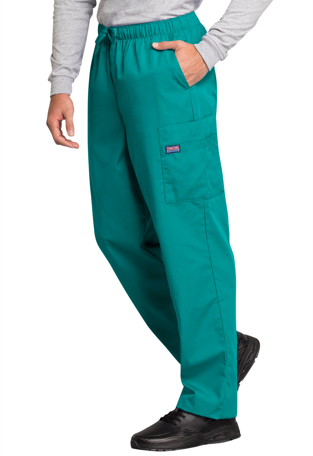Workwear Originals 4000 Men's Fly Front Cargo Scrub Pants Teal Blue