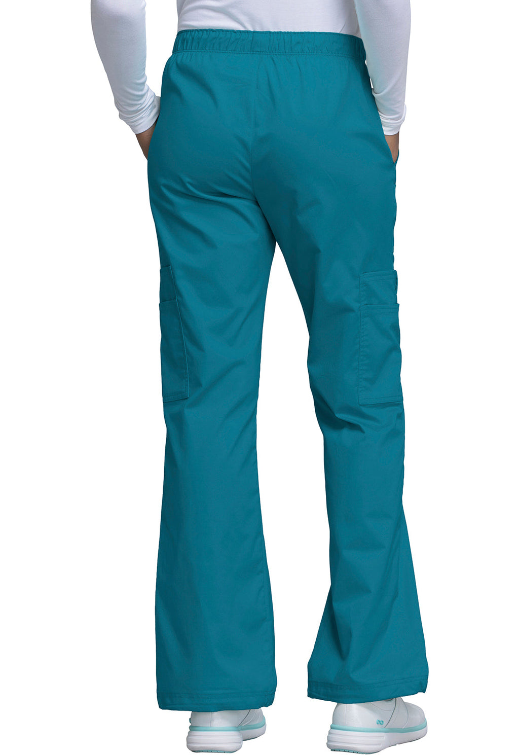 Workwear Core Stretch 4005 Women's Mid Rise Pull-On Cargo Scrub Pants Caribbean Blue