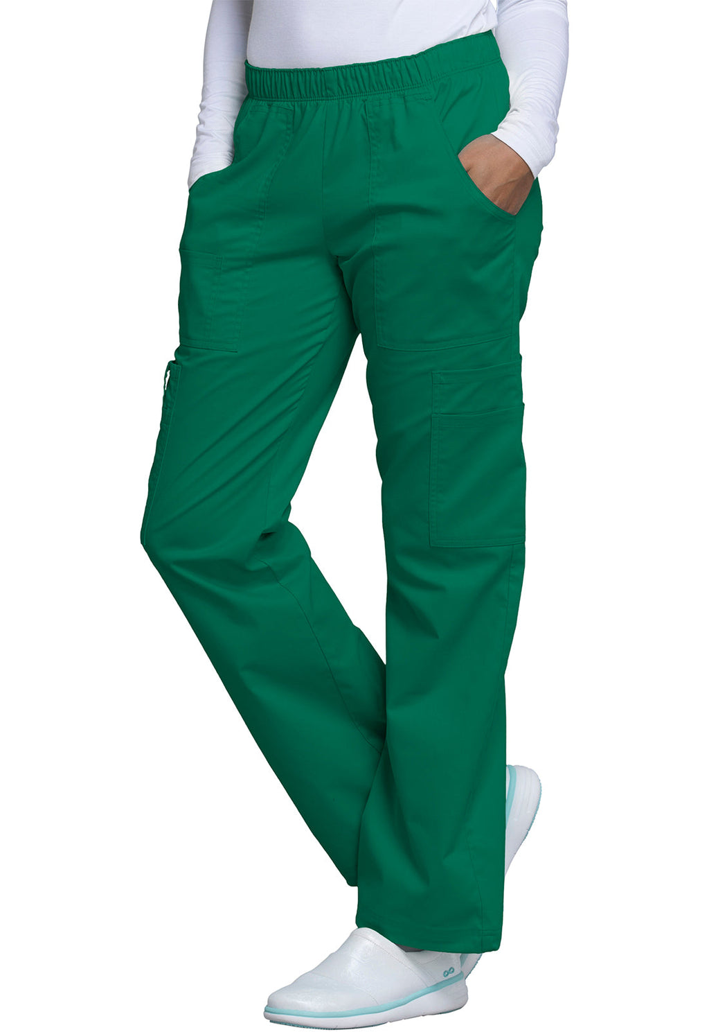 Workwear Core Stretch 4005 Women's Mid Rise Pull-On Cargo Scrub Pants Hunter Green