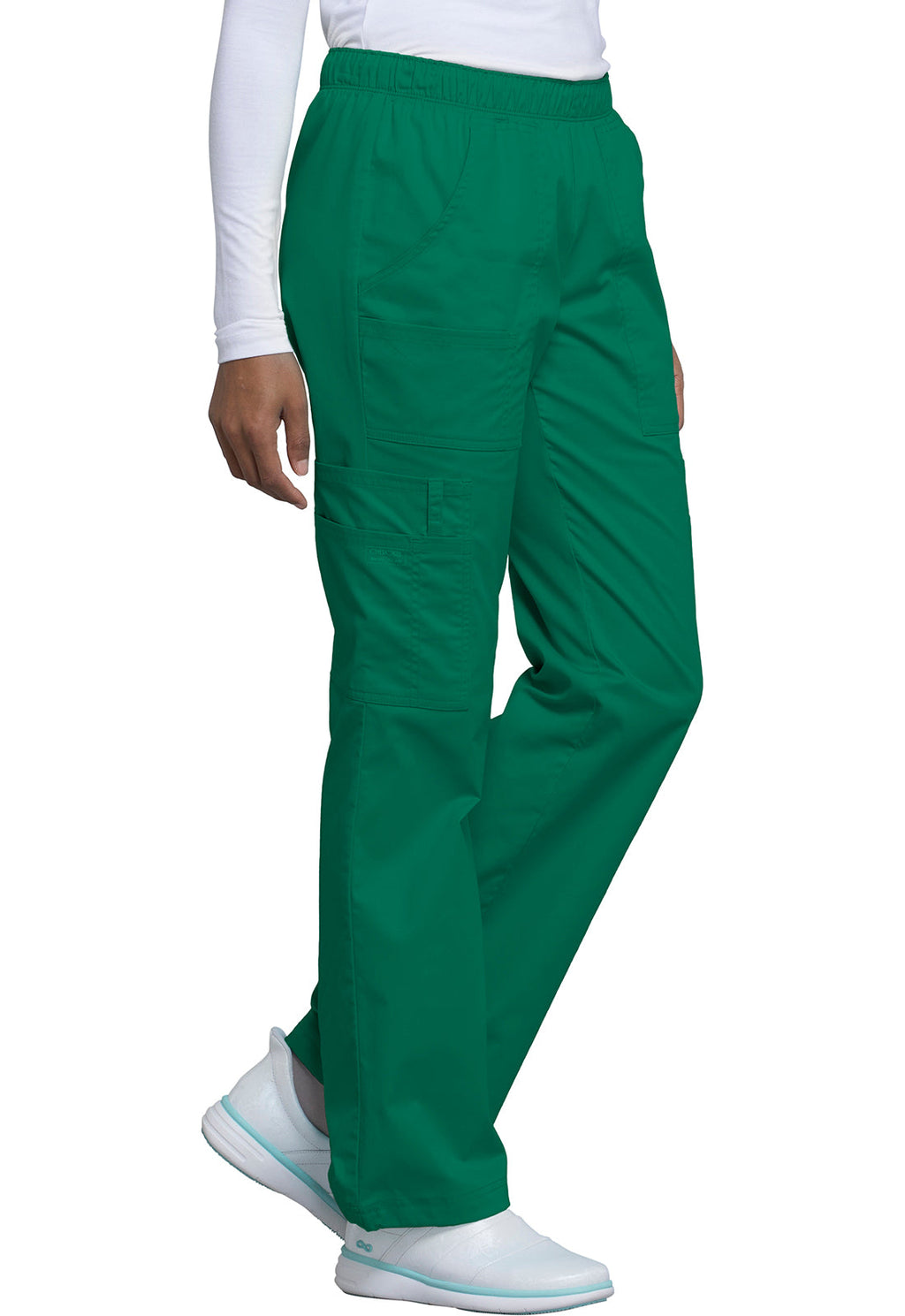 Workwear Core Stretch 4005 Women's Mid Rise Pull-On Cargo Scrub Pants Hunter Green