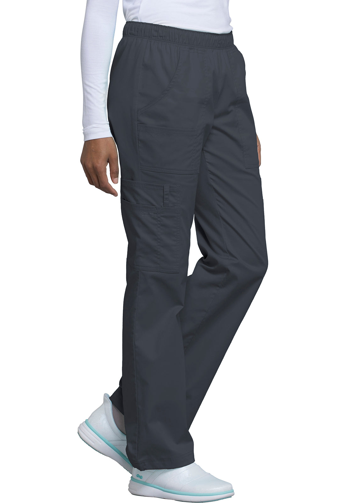 Workwear Core Stretch 4005 Women's Mid Rise Pull-On Cargo Scrub Pants Pewter