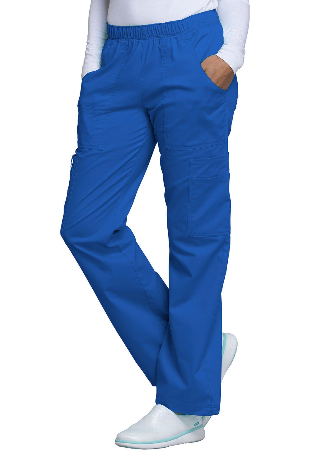 Workwear Core Stretch 4005 Women's Mid Rise Pull-On Cargo Scrub Pants Royal