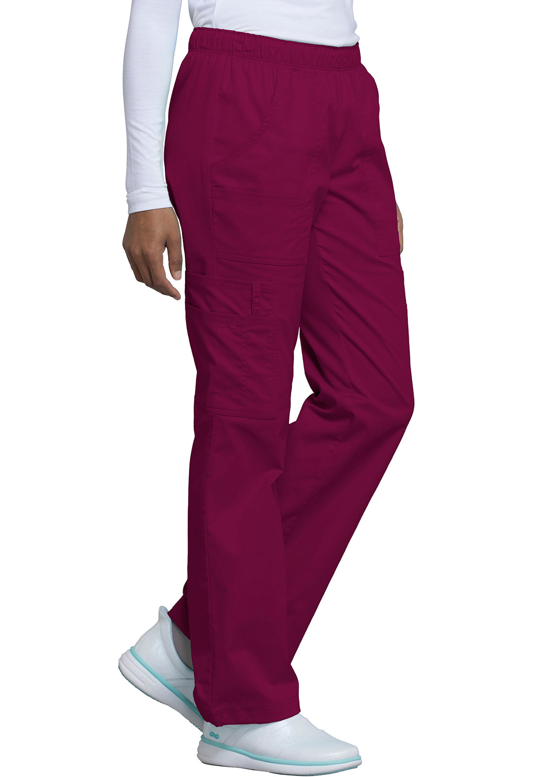 Workwear Core Stretch 4005 Women's Mid Rise Pull-On Cargo Scrub Pants Wine