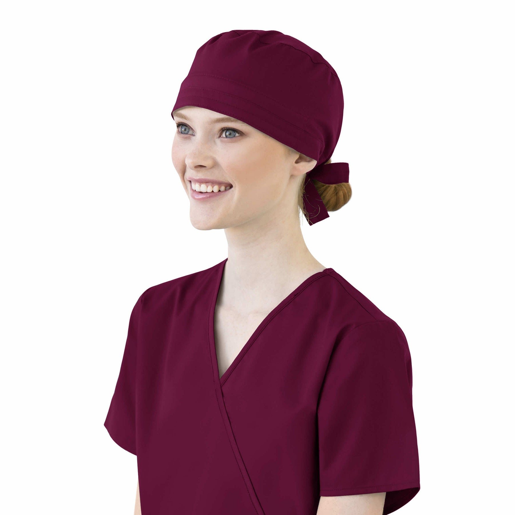 WonderWORK 400 Unisex Tie Back Scrub Hat Wine