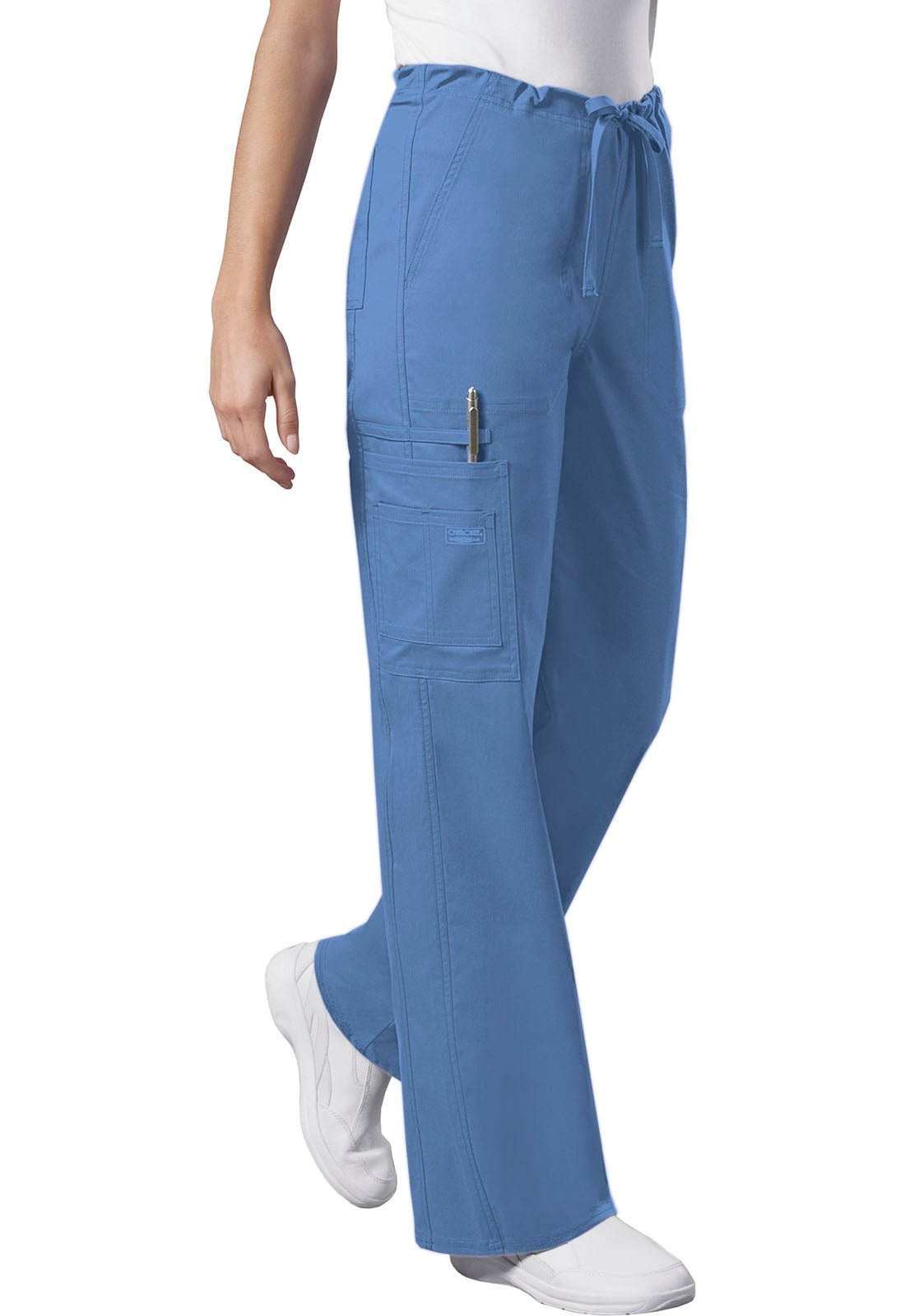 Workwear Core Stretch 4043 Unisex Unisex Drawstring Cargo Scrub Pants Ciel