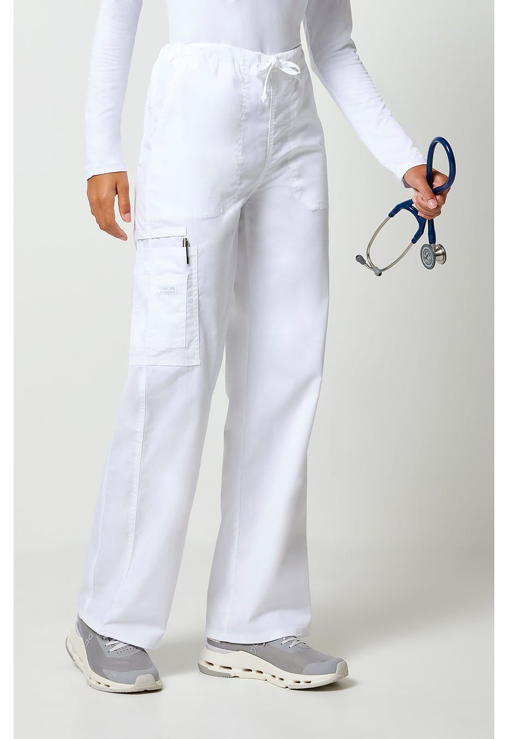 Workwear Core Stretch 4043 Unisex Unisex Drawstring Cargo Scrub Pants White
