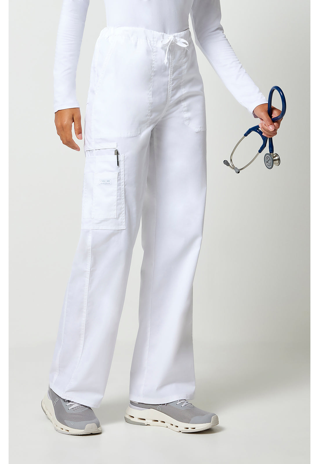 Workwear Core Stretch 4043 Unisex Unisex Drawstring Cargo Scrub Pants White