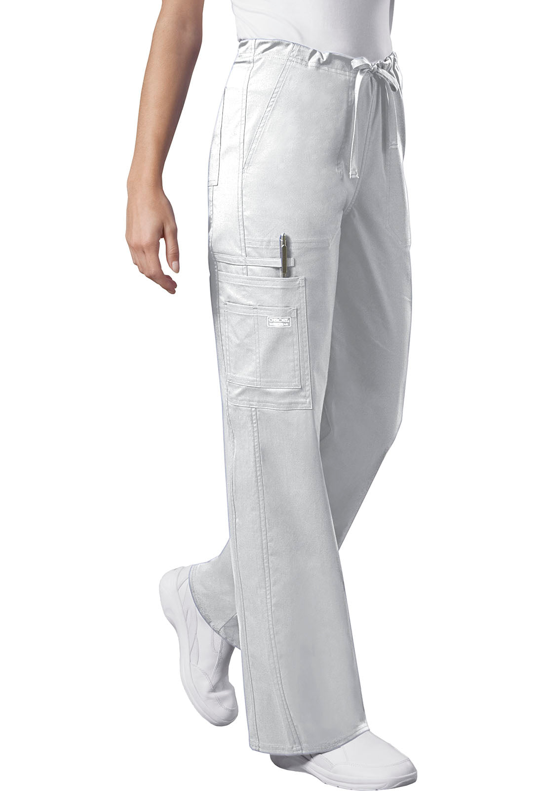 Workwear Core Stretch 4043 Unisex Unisex Drawstring Cargo Scrub Pants White