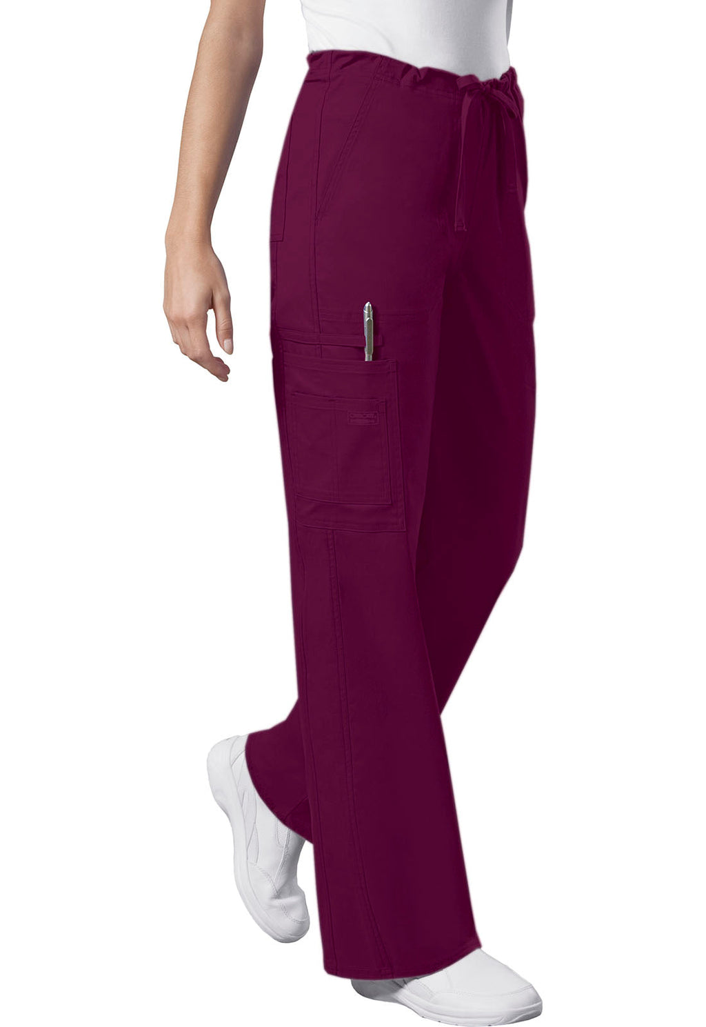 Workwear Core Stretch 4043 Unisex Unisex Drawstring Cargo Scrub Pants Wine